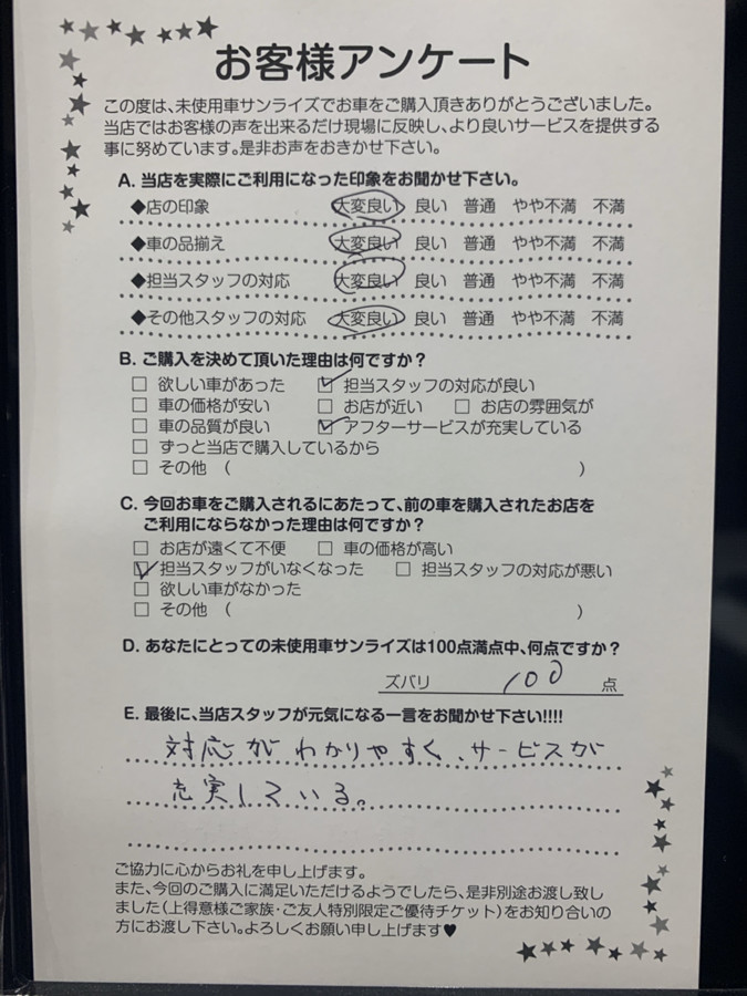 弘前本店アンケート