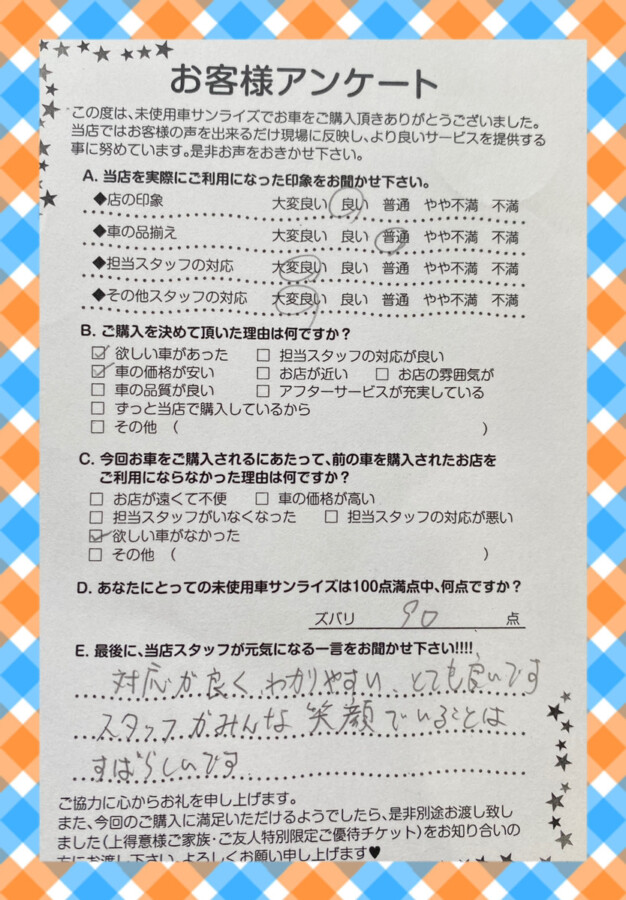 青森本店アンケート