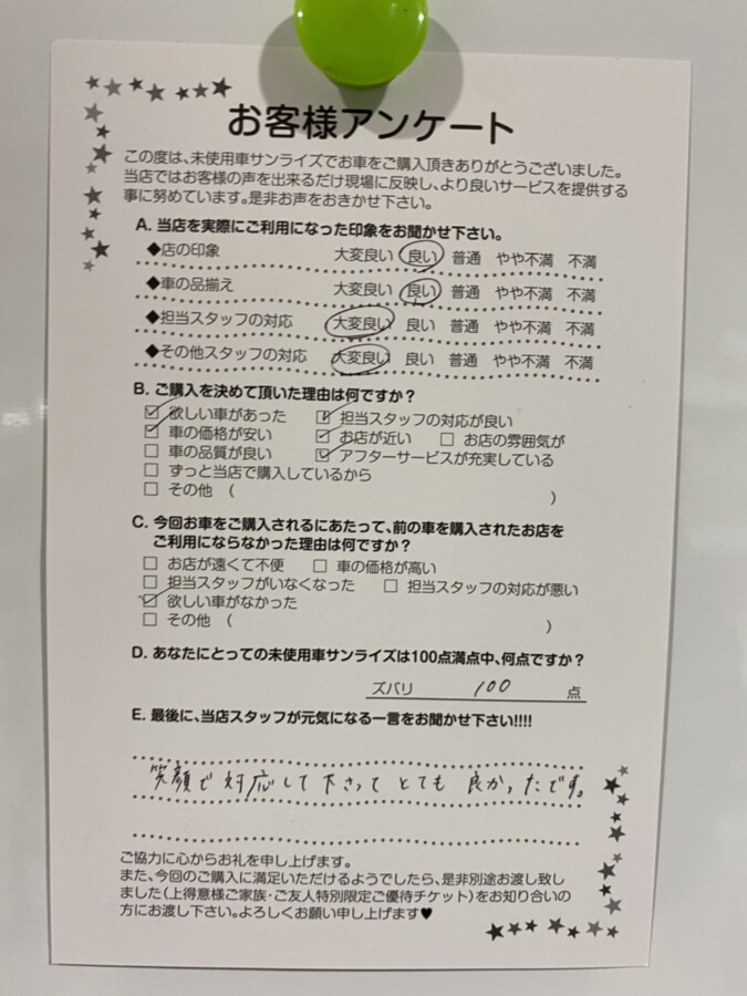 弘前本店アンケート