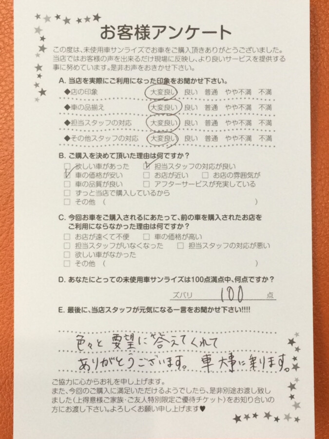 弘前本店アンケート