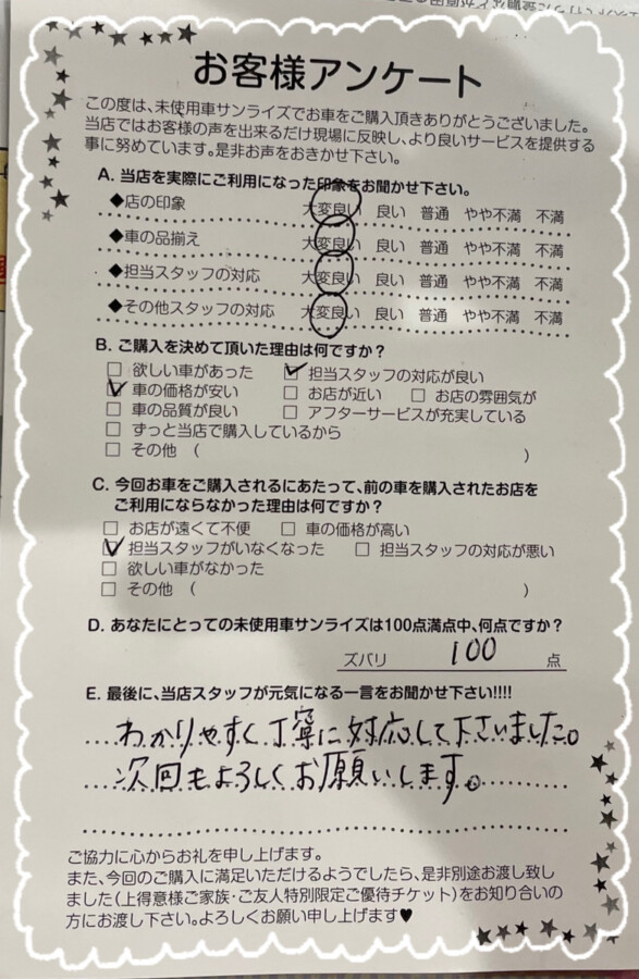青森本店アンケート