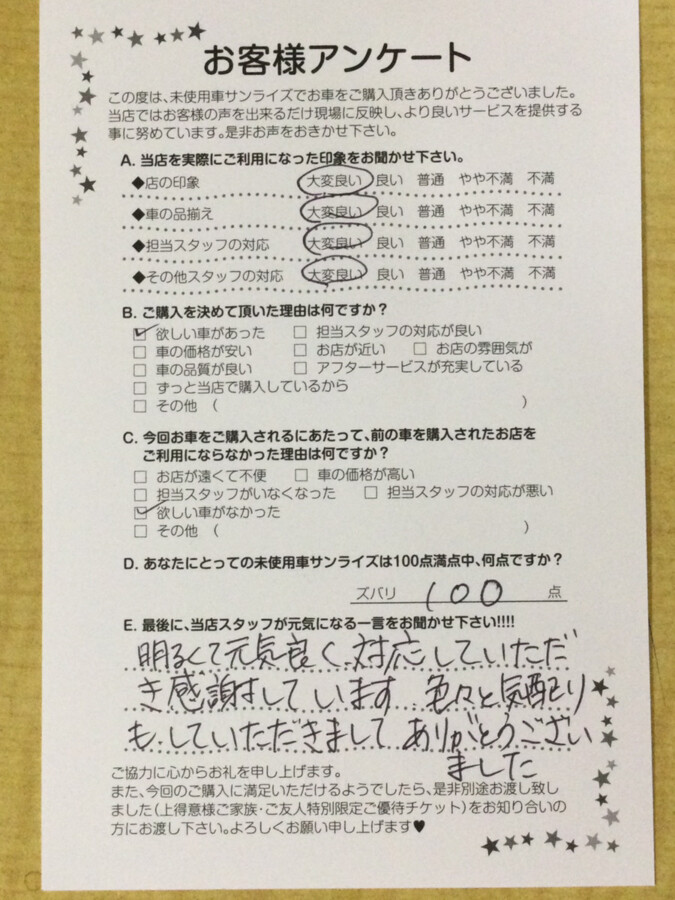 弘前本店アンケート