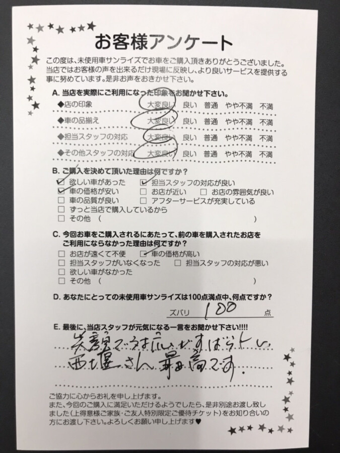 【十和田店アンケート】