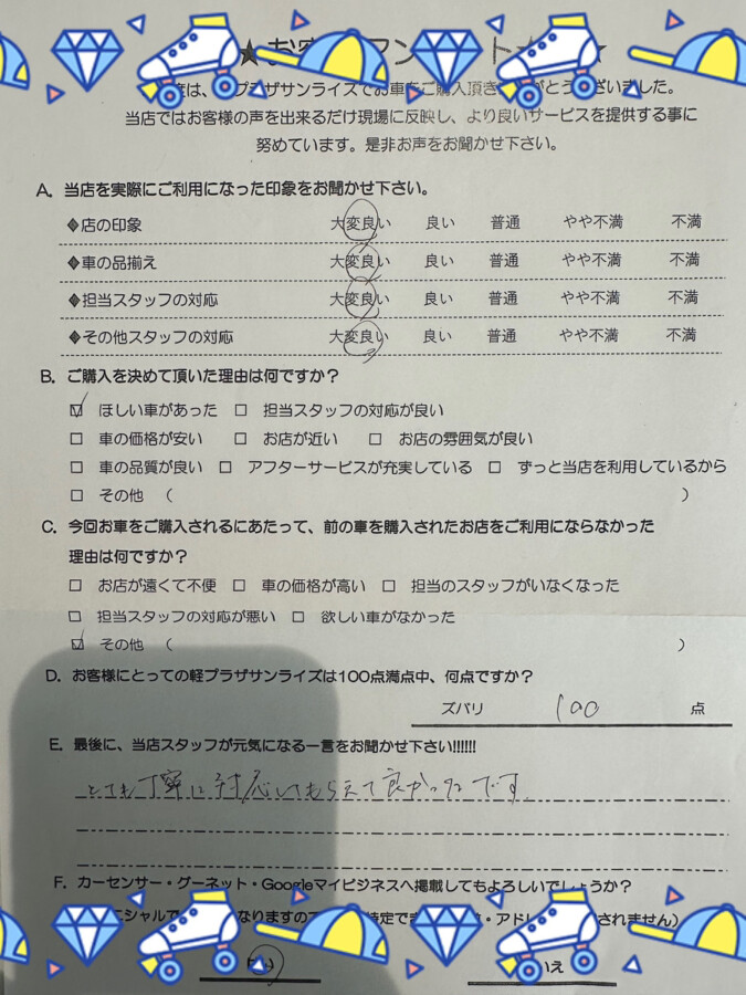 サンライズ軽プラザアンケート　八戸