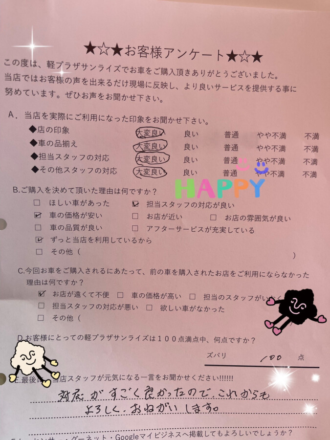 サンライズ軽プラザアンケート　青森