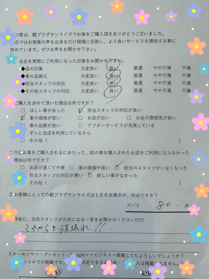 サンライズ軽プラザアンケート　八戸